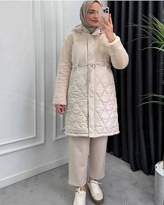 Kürklü Kapitone  Kaban Kırem Renk