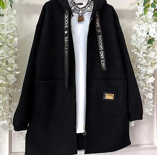 Ara Boy kaşe Kaban Siyah Renk