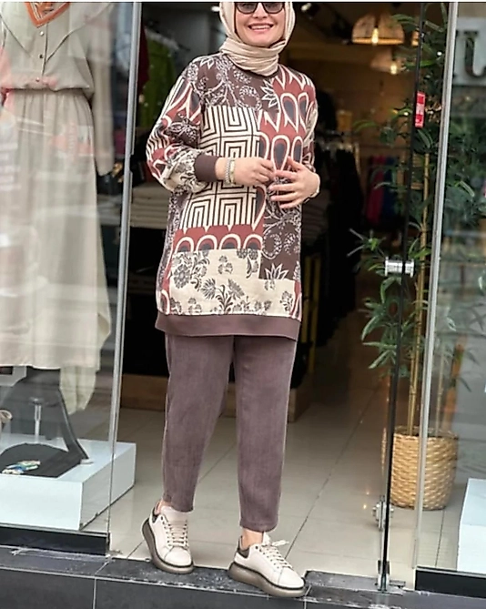 İpek Qupra Desenli İkili Takim