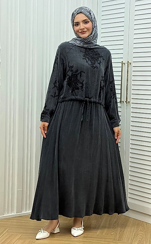 İpek Qupra Etekli Kadın Takım – Siyah