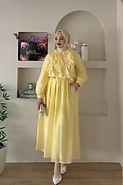 Etek Bluz Şifon Sarı Renk Elbise
