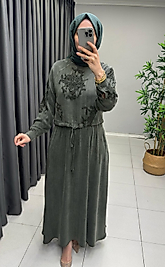 İpek Qupra Etekli Kadın Takım – Yeşil