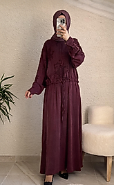 İpek Qupra Etekli Kadın Takım – Bordo