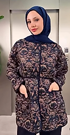 Etnik Desen Ceket Lacivert Renk