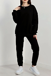 Üç İplik Siyah Renk Eşofman Takim