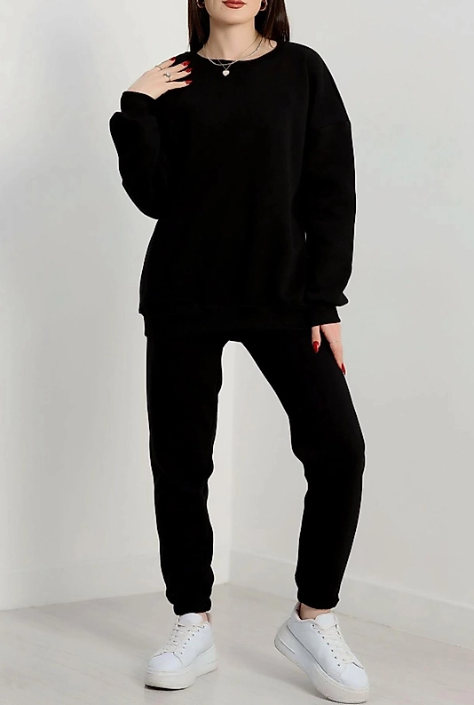 Üç İplik Siyah Renk Eşofman Takim