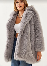 Kürk Ceket Gri Renk