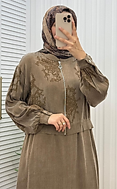 İpek Qupra Jile Kadın Elbise – Kahverengi