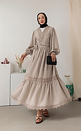 Yeni Trend Krem Fisto Kadın Elbise – Bej