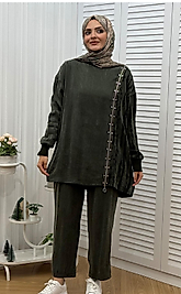 Zımba Detaylı İpek Qupra Kadın Takım