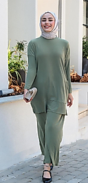 Sendy Kumaş Yanlar Cepli Haki Renk Takim