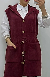 Yumoş Hirka kapişonlu Bordo Renk