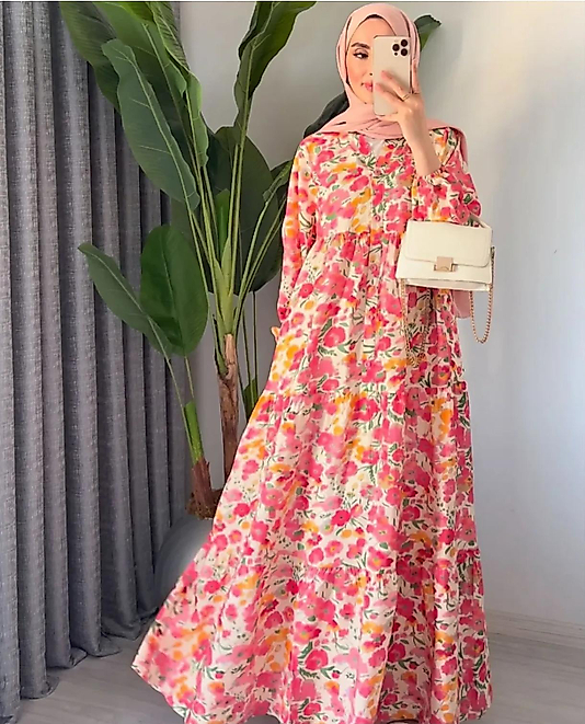 Modal Çiçekli Elbise