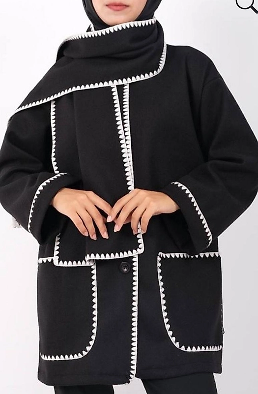 Kaşkol Hediye Ceket Siyah Renk