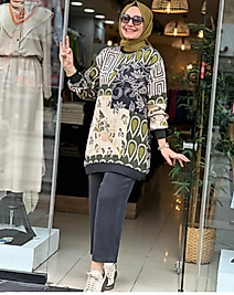 İpek Qupra Desenli İkili Takim