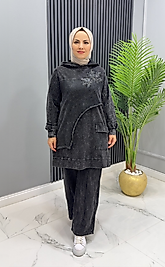 İthal Pamuk File Detaylı Kadın Takım – Siyah