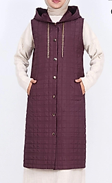 Kapitone Yelek  Zincir Detaylı Mürdüm Renk