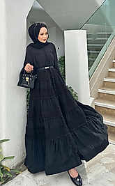 Dantel Fisto İpek Kadın Elbise – Siyah