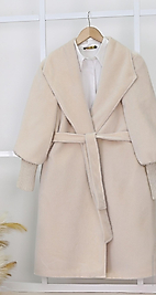 Kolu Ribanalı Şal Yaka AstarliKaşe Kaban Taş Renk