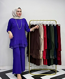 Sendy Etek Uçlari Tül Detaylı Saks Mavi Renk Takim