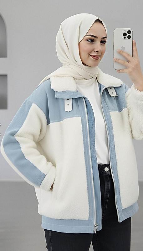 Kot Detaylı Astarlı Cepli Peluş Mont