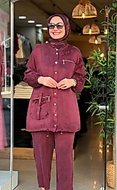 İpek Qupra Fermuar Cep Detaylı Kadın Takım