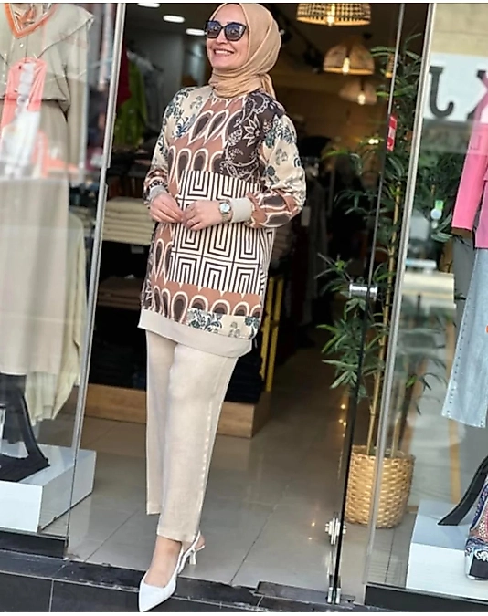 İpek Qupra Desenli İkili Takim